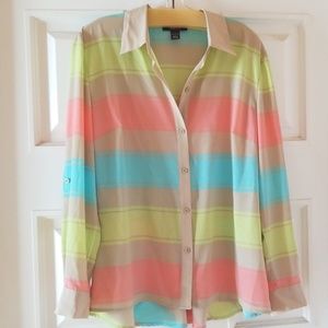 Style & Co L/S Blouse Colorful Back Ruffle